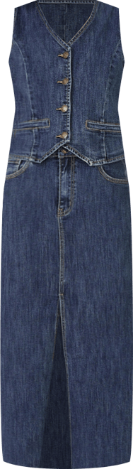 Women's Button Up Denim Stretch Waistcoat