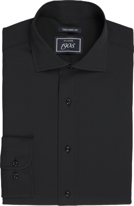 mens solid black dress shirt Modern Fit Spread Collar Dress Shirt | Black Solid