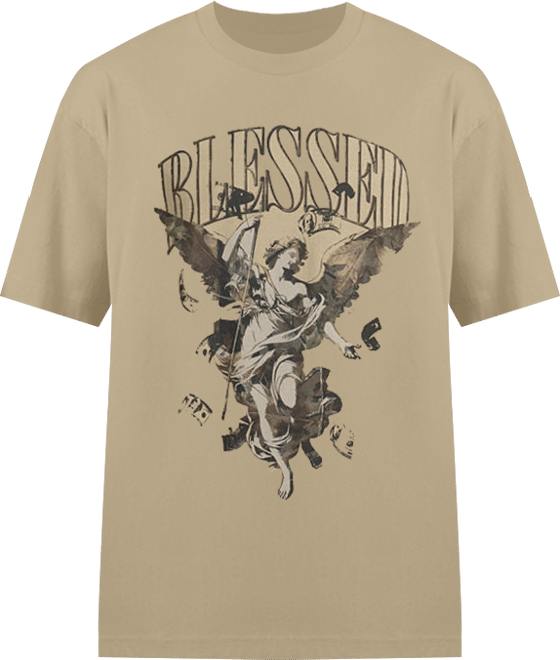 Shop Graphic Tees Camo Blessed Angel Tee MTUS491-US-03872 beige