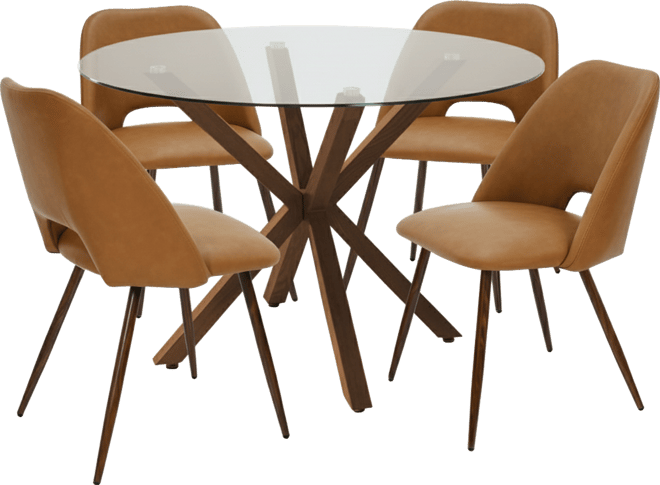 Elegant 5-Piece Dining Set: 39.4-Inch Round Glass Table with 4 Chic Chairs for Modern Dining Spaces-