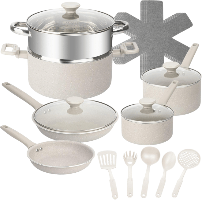 Desert Collection 15-Piece Nonstick Cookware Set