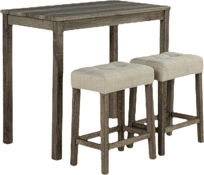 3-Piece Bar Table and Chairs Set Tall Dining Table with Upholstered Bar Stool for Living Room Kitchen