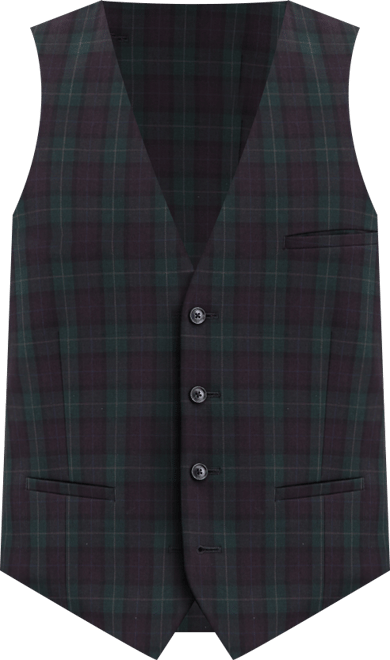 Men's Slim-Fit Green & Burgundy Plaid Suit Separate Vest, Macy's Exclusive