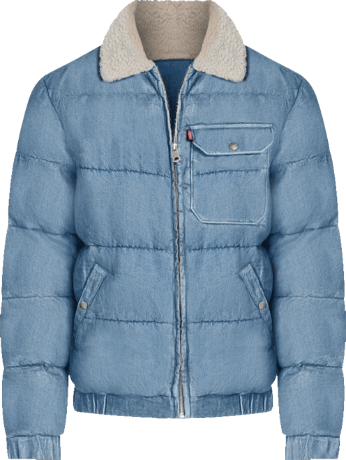Men's Denim Quilted Sherpa Collar Jacket