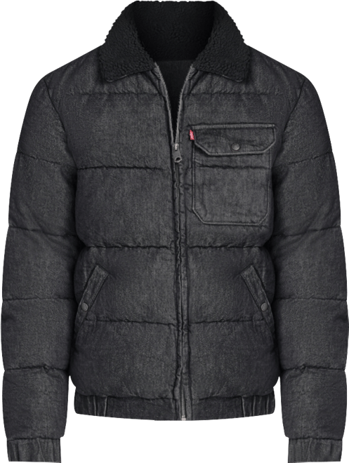 Men's Denim Quilted Sherpa Collar Jacket