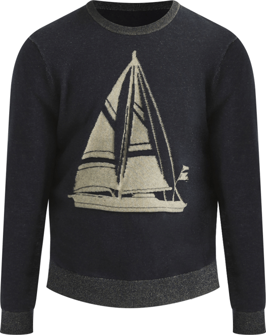Men's Plaited Sailboat Graphic Crewneck Sweater