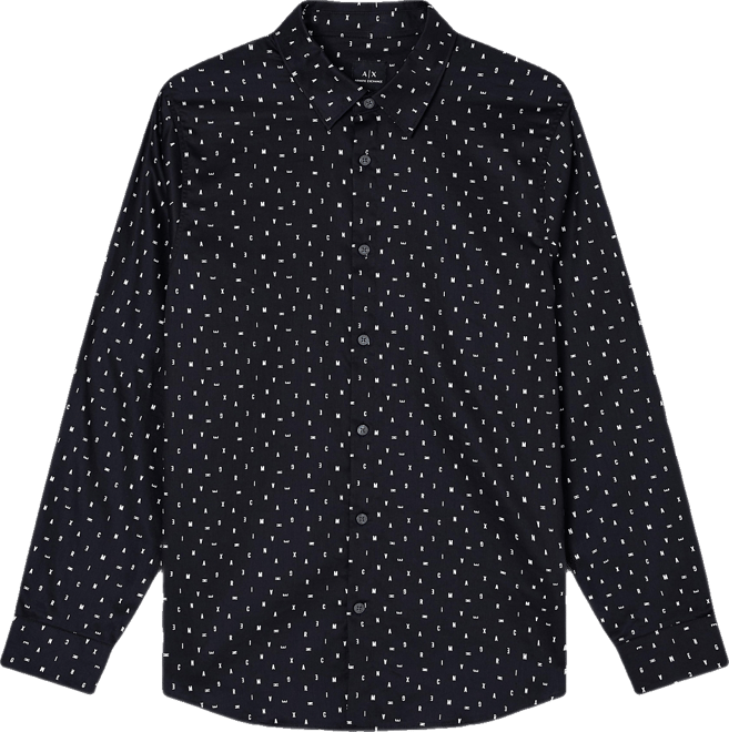 Men's Allover Letter Logo Satin Woven Shirt