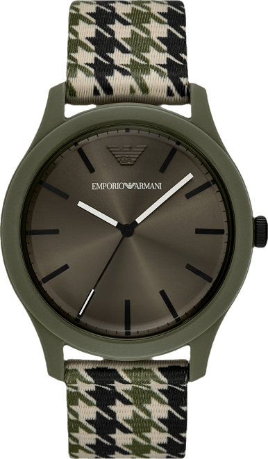 Men's Green Tri-Tone Textile Strap Watch 45mm