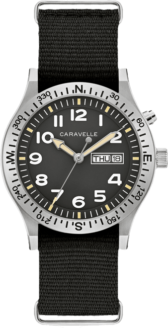 Men's Vintage Casual Lite Up Black Nylon Strap Watch, 39mm