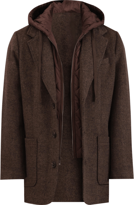 Men's Wool Blend Hoodie Coat