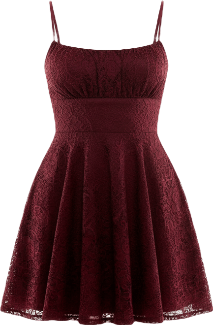 Juniors' Adjustable Lace Mini Dress