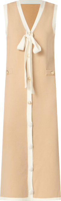 Women's Knit Midi Dress With Ribbon Tie