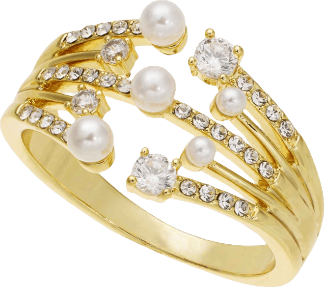 Crystal & Imitation Pearl Wrap Ring, Macy's Exclusive