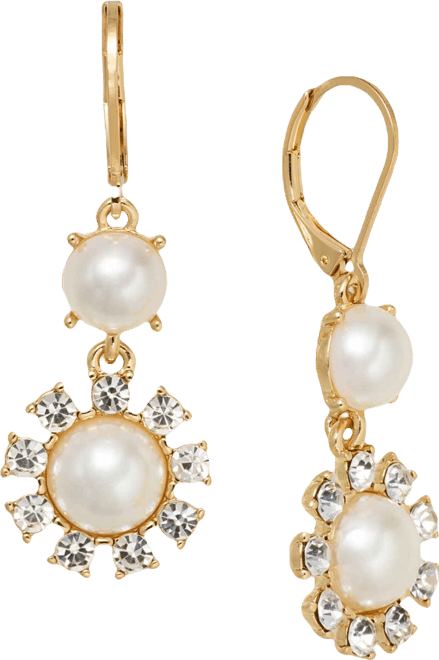 Crystal & Imitation Pearl Double Drop Earrings, Macy's Exclusive