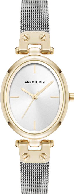 Women's Quartz Continental Oval Two-Tone Stainless Steel Mesh Band Watch, 26mm