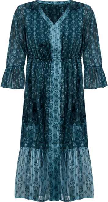 Petite Damask Shine Flutter-Sleeve Dress, Macy's Exclusive