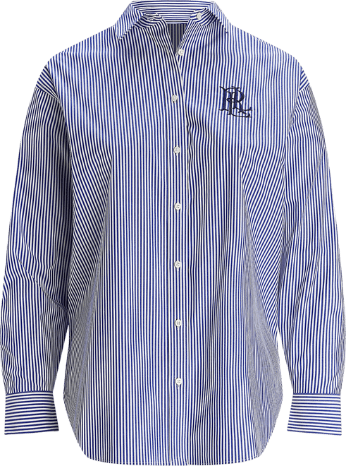 Plus Size Striped Stretch Cotton Shirt