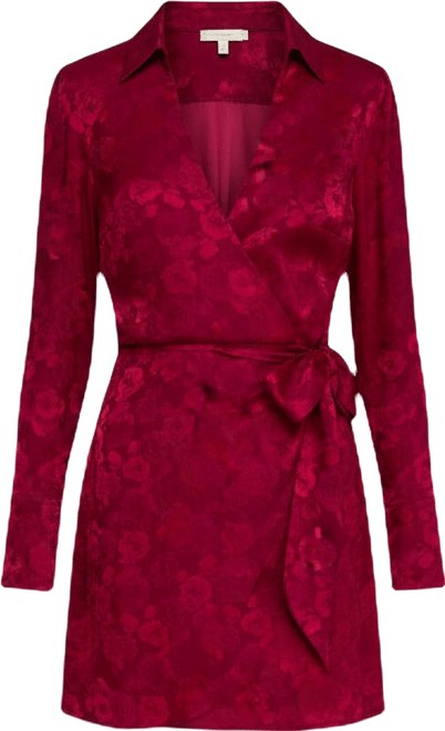 Juniors' Long Sleeve Wrap Mini Dress