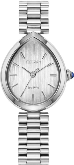 Women's Eco-Drive Classic Rainell Silver-Tone Stainless Steel Bracelet Watch, 26mm