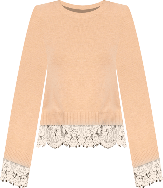 Women's Lace Hem Long Sleeves Sweater
