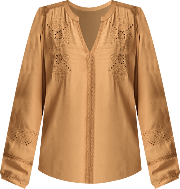 Women's Embroidered Peasant Long Sleeve Top