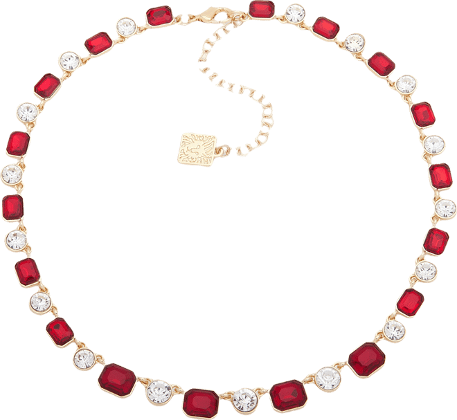 Glass Stones Gold-Tone Single Strand Necklace