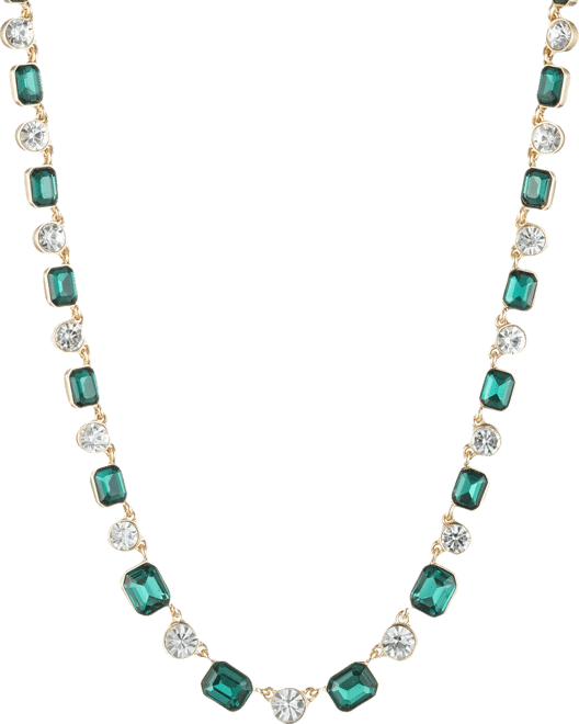 Glass Stones Gold-Tone Single Strand Necklace