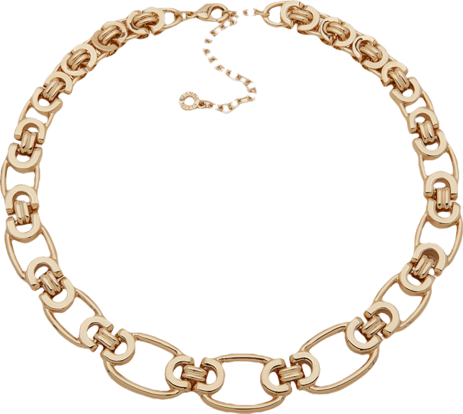 Gold-Tone Oval Linked Chain Collar Necklace