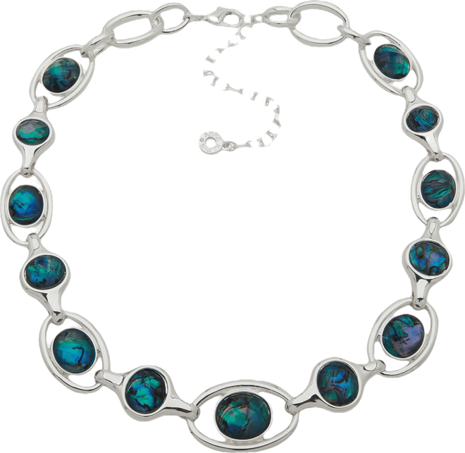 Abalone Silver-Tone Openwork Linked Necklace