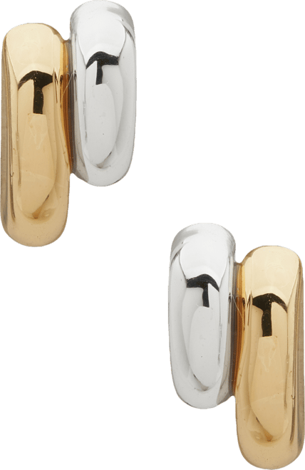 Pierced Post Two-Tone Button Earrings