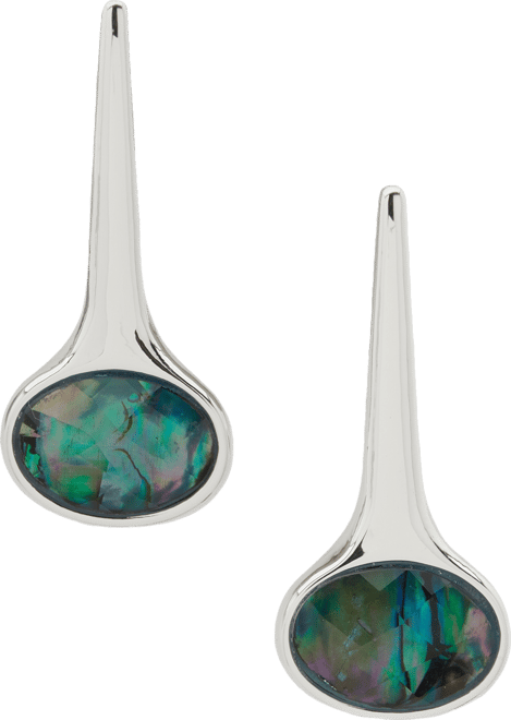 Abalone Silver-Tone Pierced Post Linear Earrings
