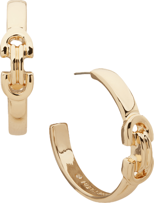 Gold-Tone Linked Chain Hoop Earrings