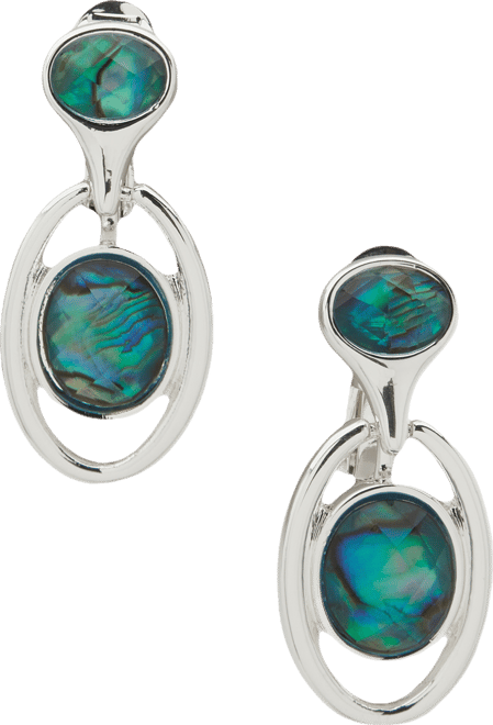 Blue Abalone Smooth Cab Drop Earrings