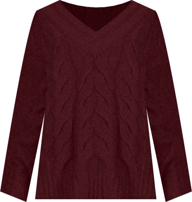 Juniors' V-Neck Cable-Knit Sweater