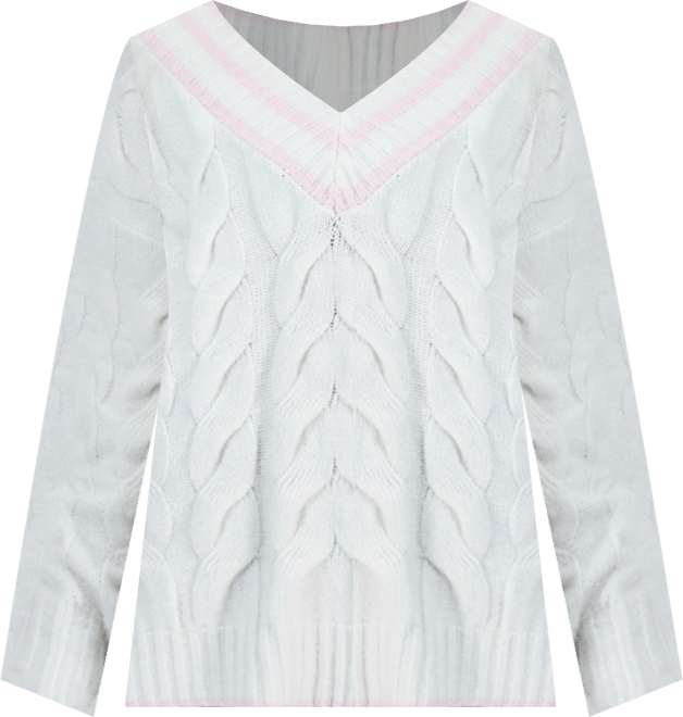 Juniors' V-Neck Cable-Knit Sweater