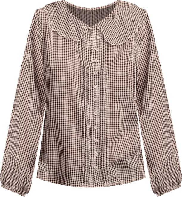 Women's Gingham Peter Pan Collar Top