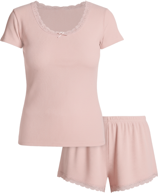 Women's Pyjama Set Rib Lace