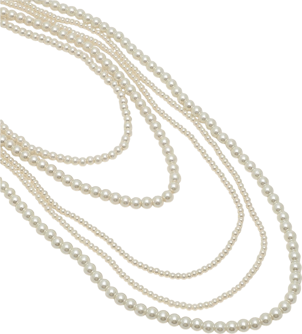 Women's White Pearl Strand Layered Necklace (7-8mm)