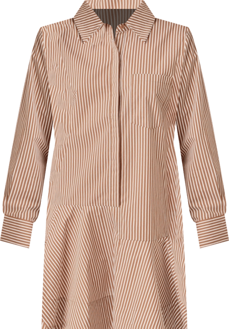 Women's Stripe Collar Flared Skirt Dress