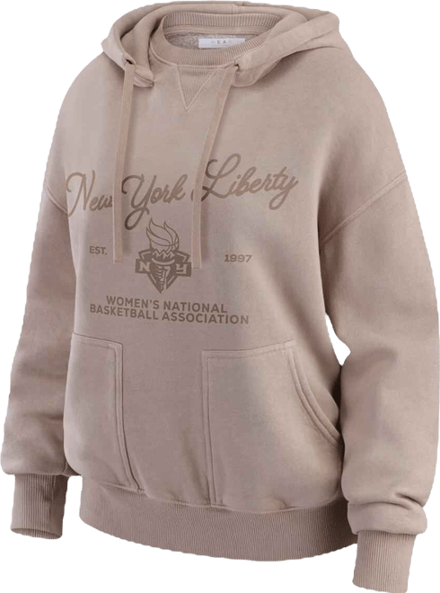 Women's Tan New York Liberty Washed Pullover Crewdie Hoodie