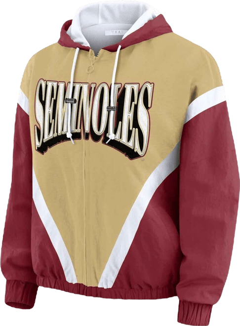 Women's Gold/Garnet Florida State Seminoles Color Block Full-Zip Hoodie Windbreaker Jacket