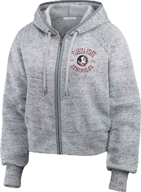 Women's Heather Gray Florida State Seminoles Wear Speckle Double-Hit Raglan Full-Zip Hoodie