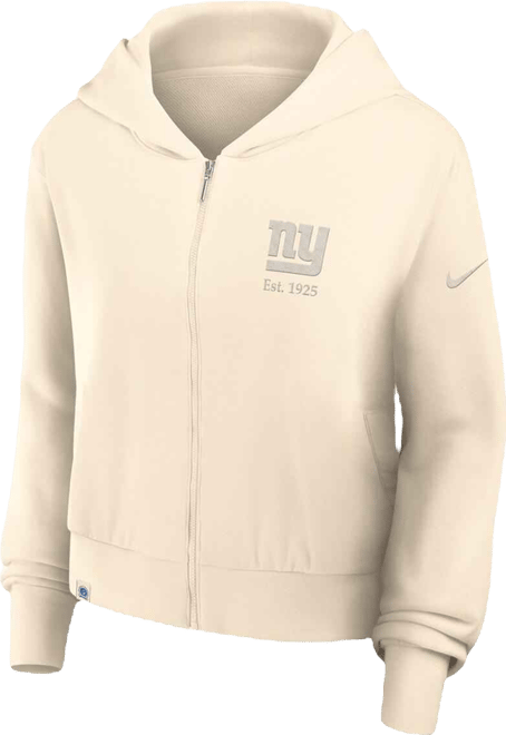 Women's Cream New York Giants Glory Cropped Full-Zip Hoodie