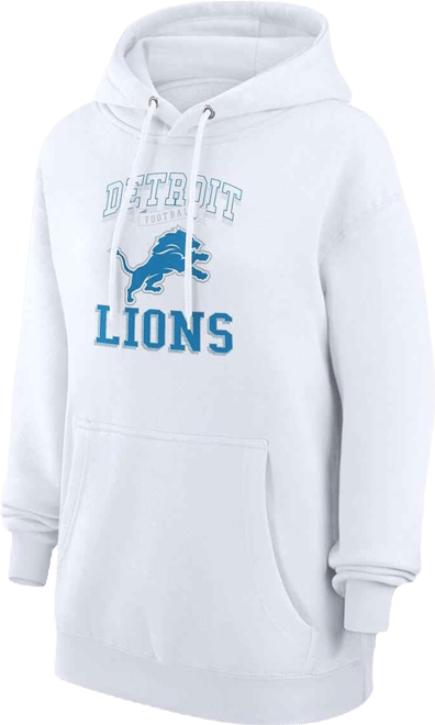 Women's White Detroit Lions Team Logo Graphic Fleece Tri-Blend Pullover Hoodie