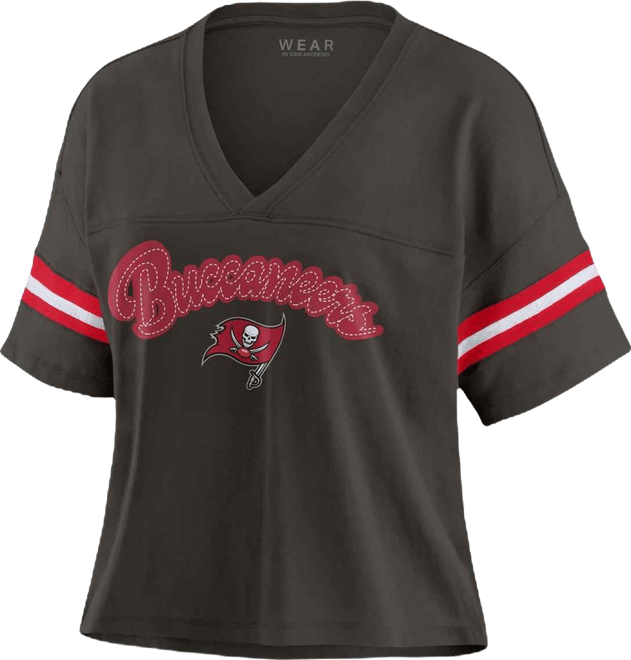 Women's Pewter Tampa Bay Buccaneers Plus Size Colorblock Boxy V-Neck T-Shirt