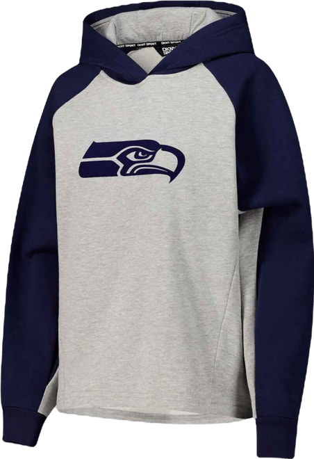 Women's Gray/College Navy Seattle Seahawks Joy Cropped Raglan Pullover Hoodie