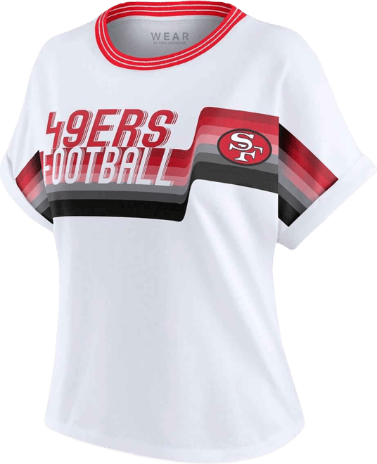 Women's White San Francisco 49ers Cropped Center Stripe Dolman T-Shirt