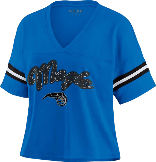 Women's Blue Orlando Magic Color Block Boxy V-Neck T-Shirt