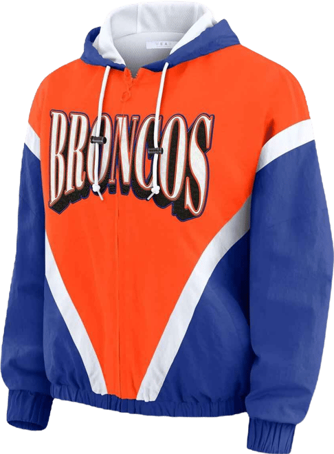 Women's Orange/Royal Denver Broncos Plus Size Retro Crinkle Full-Zip Windbreaker Jacket