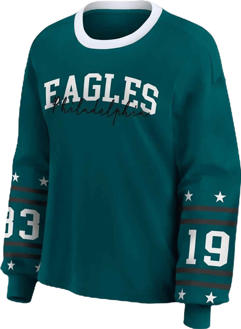 Women's Midnight Green Philadelphia Eagles Plus Size Sport Long-Sleeve T-Shirt